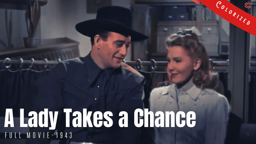 Poster | A Lady Takes a Chance - 1943 | Romantic Comedy | Colorized | Full Movie | John Wayne, Jean Arthur