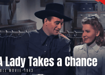 Poster | A Lady Takes a Chance - 1943 | Romantic Comedy | Colorized | Full Movie | John Wayne, Jean Arthur